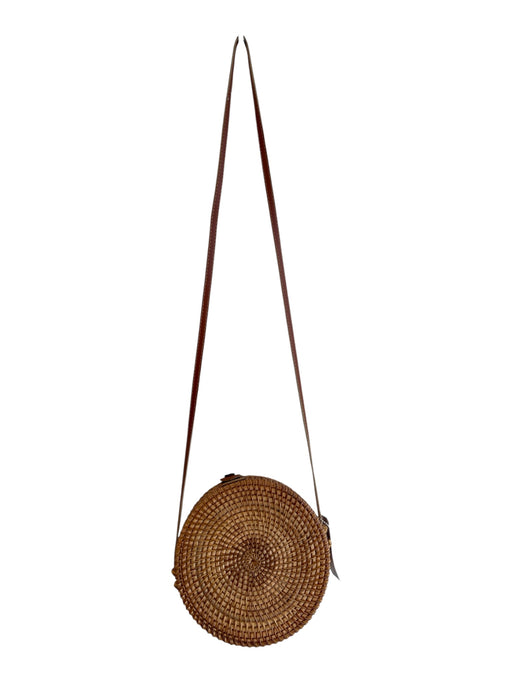 No Brand Tan Straw round Snap Closure Shoulder & Crossbody Strap Bag Tan / Small