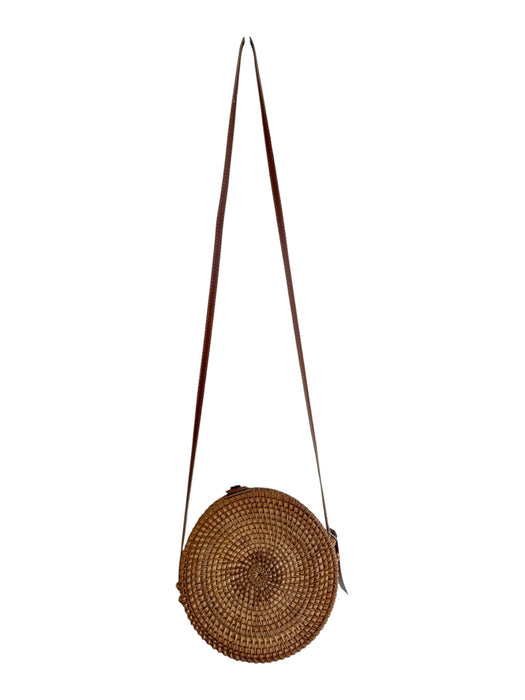 No Brand Tan Straw round Snap Closure Shoulder & Crossbody Strap Bag Tan / Small