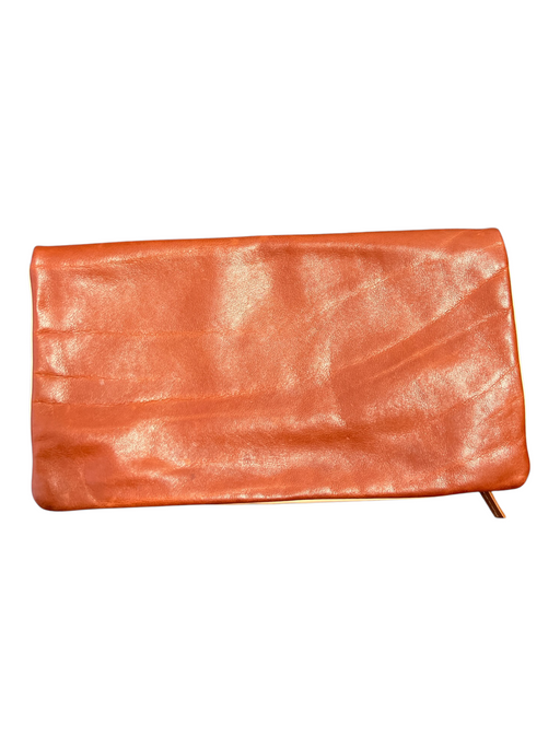 Clare V Red & Peach Leather Fold Over Two Tone Zip Close Fold Over Bag Red & Peach / S/M