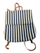 Claire V Navy & Cream Woven Stripe double zip Leather Strap Backpack Navy & Cream