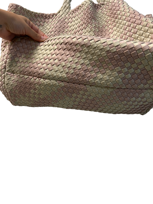 Naghedi Mint & Pink Woven 2 Handles Tote Bag Shoulder hand bag Bag Mint & Pink / Large