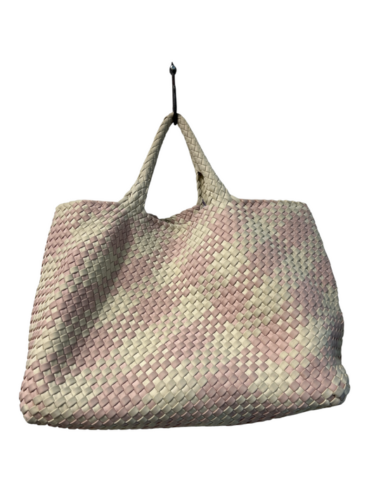 Naghedi Mint & Pink Woven 2 Handles Tote Bag Shoulder hand bag Bag Mint & Pink / Large