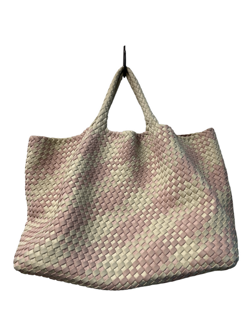 Naghedi Mint & Pink Woven 2 Handles Tote Bag Shoulder hand bag Bag Mint & Pink / Large