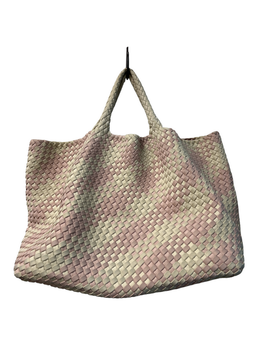 Naghedi Mint & Pink Woven 2 Handles Tote Bag Shoulder hand bag Bag Mint & Pink / Large