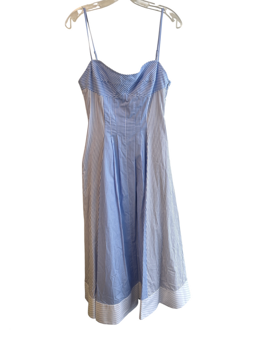 Simkhai Size 4 Blue & White Cotton Adjustable Spaghetti Straps Striped Dress Blue & White / 4