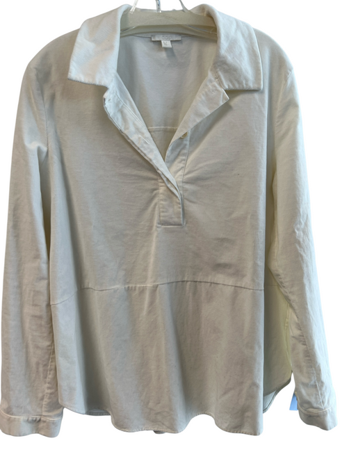 COS Size 12 Cream Cotton Corduroy Collared 1/4 Button Top Cream / 12