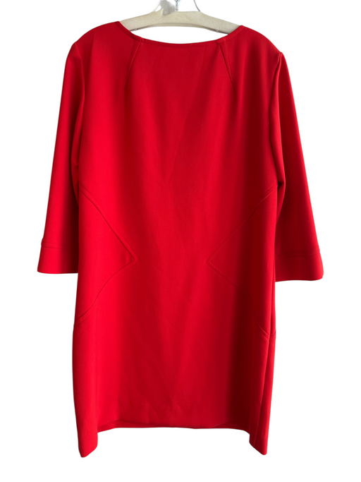 Trina Turk Size 12 Red Polyester Blend V Neck Half Sleeve Pockets Dress Red / 12