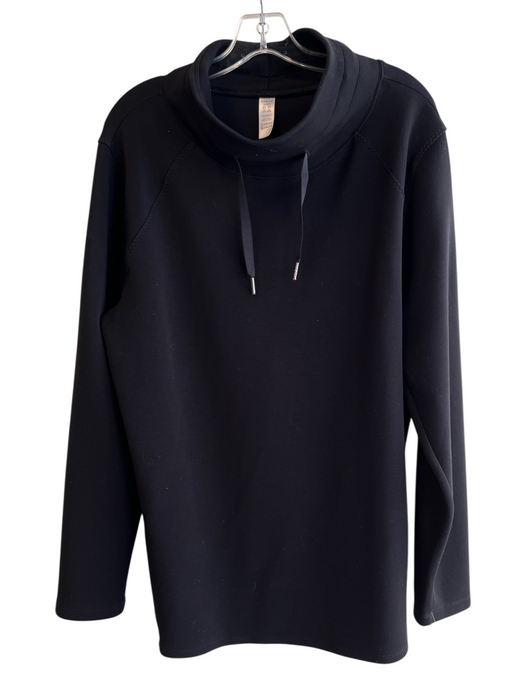 Spanx Size 1X Black Modal Blend High Neck Drawstring Long Sleeve Sweatshirt Top Black / 1X
