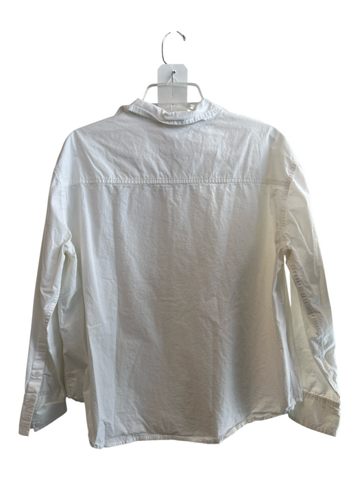 Julia Amory Size L White 100% Cotton Button Up Collared Long Sleeve Top White / L