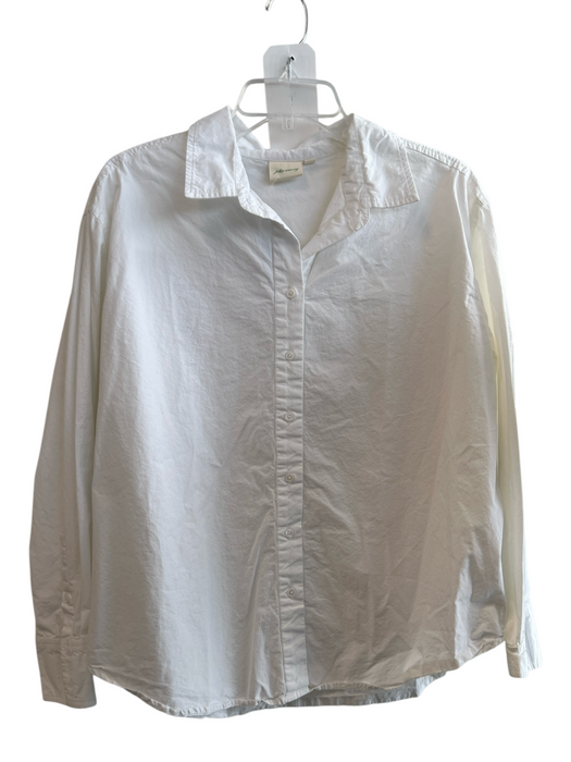 Julia Amory Size L White 100% Cotton Button Up Collared Long Sleeve Top White / L