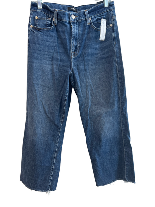 7 For All Mankind Size 29 Medium Wash Cotton Mid Rise 5 Pocket Wide Leg Jeans Medium Wash / 29
