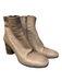 Cocuco Shoe Size 37 Beige Leather Almond Toe Side Zip Block Heel Booties Beige / 37