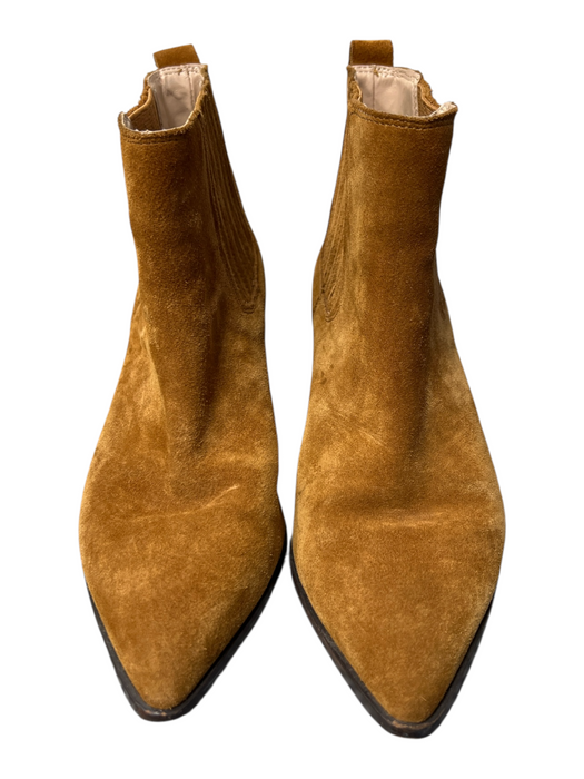Saks Fifth Avenue Shoe Size est 37 Brown Suede Pointed Toe Block Heel Booties Brown / est 37