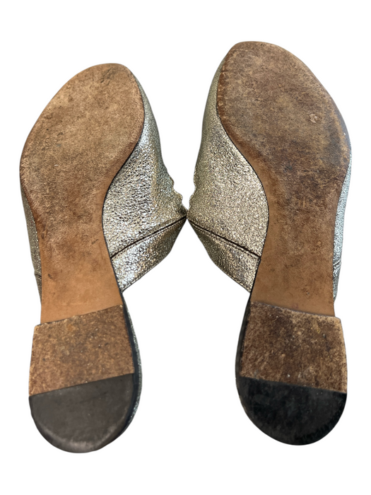 Chloe Shoe Size 37 Gold Leather Metallic Open Back Almond Toe Flat Shoes Gold / 37