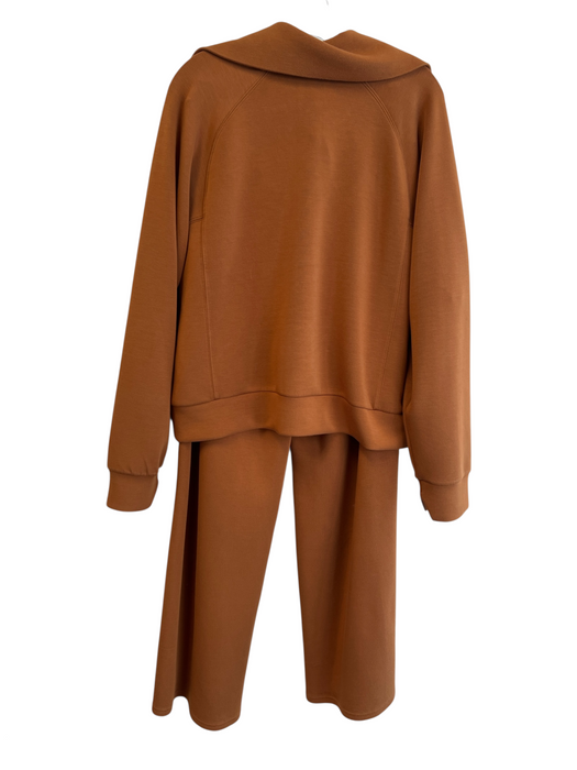 Spanx Size XL Brown Modal Blend Zip Front High Neck Pockets Sweatpant Pant Set Brown / XL