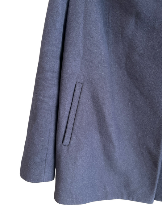 Theory Size L Navy Wool Snap Button Asymetric Front Pocket Coat Navy / L