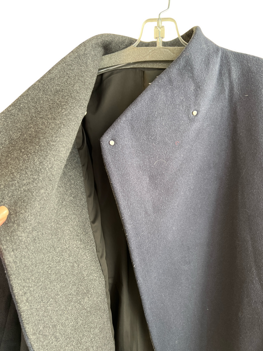 Theory Size L Navy Wool Snap Button Asymetric Front Pocket Coat Navy / L