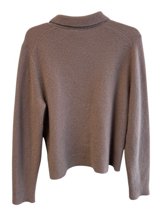 Jenni Kayne Size L Taupe Cashmere Collared Button Down Long Sleeve Sweater Taupe / L