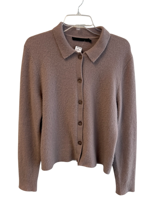 Jenni Kayne Size L Taupe Cashmere Collared Button Down Long Sleeve Sweater Taupe / L