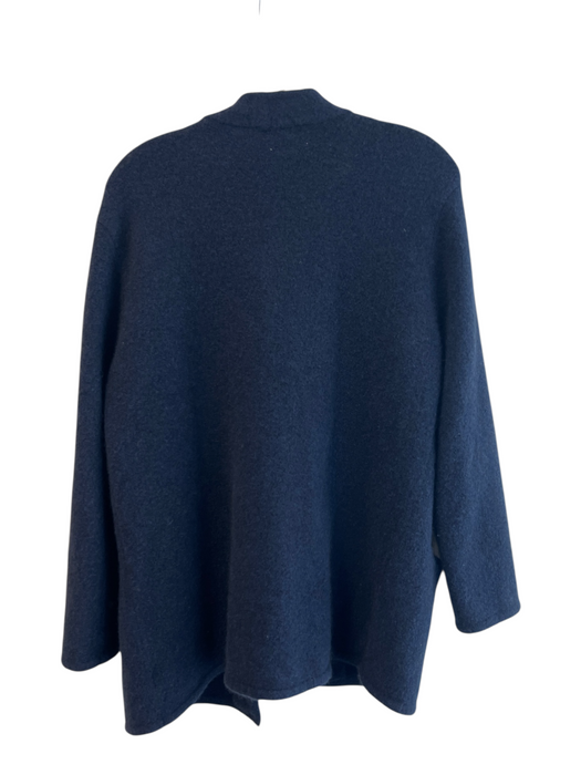 Jenni Kayne Size M Navy Merino Wool Blend Long Sleeve Open Front Pockets Sweater Navy / M