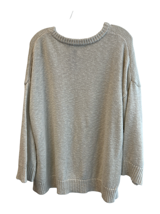 Jenni Kayne Size XXL Cream Cotton & Linen Knit Long Sleeve Round Neck Sweater Cream / XXL