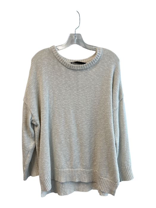 Jenni Kayne Size XXL Cream Cotton & Linen Knit Long Sleeve Round Neck Sweater Cream / XXL