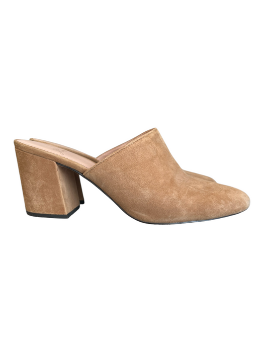 J Crew Shoe Size 6.5 Brown Leather Suede Almond Toe Open Heel Block heel Shoes Brown / 6.5