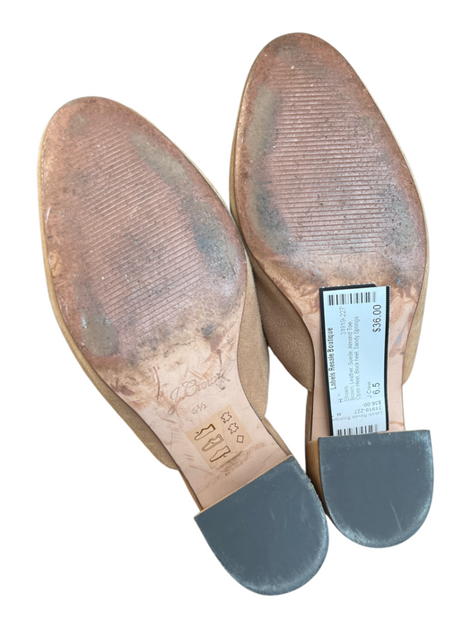 J Crew Shoe Size 6.5 Brown Leather Suede Almond Toe Open Heel Block heel Shoes Brown / 6.5