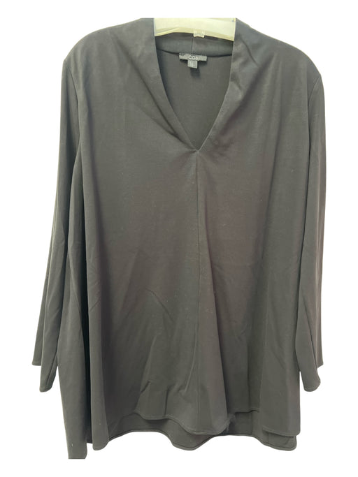 COS Size Large Black No Fabric Tag Long Sleeve V Neck Tunic Style Top Black / Large