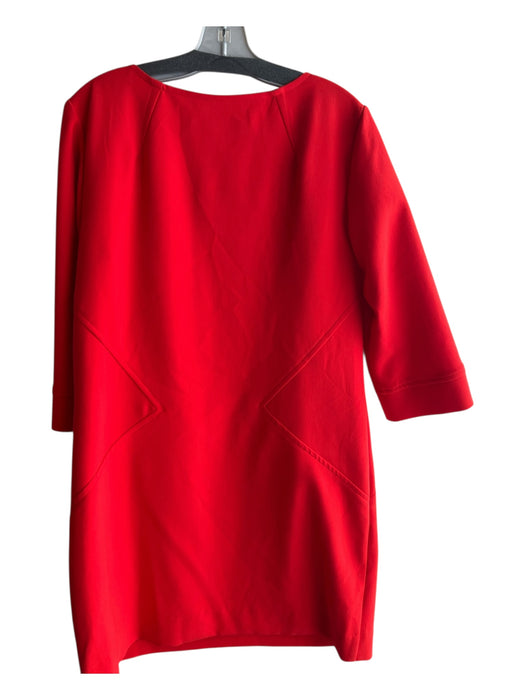 Trina Turk Size 12 Red Polyester Blend V Neck 3/4 Flare Sleeve Two Pocket Dress Red / 12
