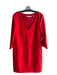 Trina Turk Size 12 Red Polyester Blend V Neck 3/4 Flare Sleeve Two Pocket Dress Red / 12