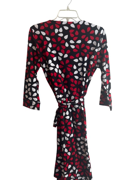 Diane Von Furstenberg Size 10 Red, White & Black Cotton Blend Wrap dress Dress Red, White & Black / 10