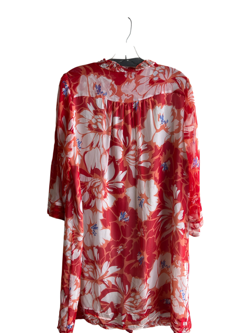 Diane Von Furstenberg Size 8 Orange, White & Blue Silk Lined Floral Print Dress Orange, White & Blue / 8