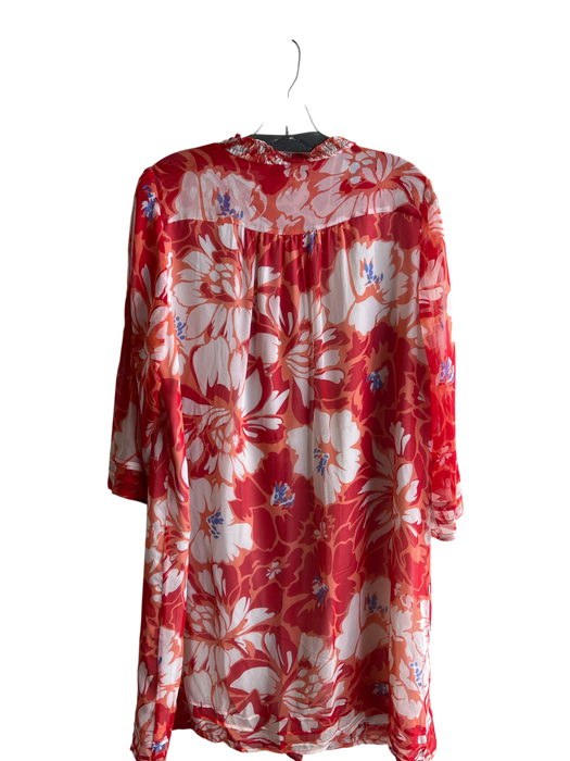 Diane Von Furstenberg Size 8 Orange, White & Blue Silk Lined Floral Print Dress Orange, White & Blue / 8