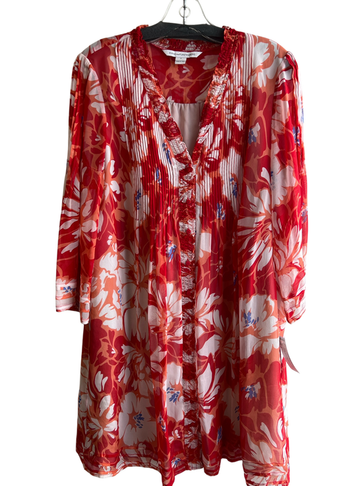 Diane Von Furstenberg Size 8 Orange, White & Blue Silk Lined Floral Print Dress Orange, White & Blue / 8