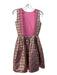 Tuckernuck Size XS Pink & Gold Polyester Jacquard Open Back Pleated Skirt Dress Pink & Gold / XS