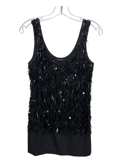 Theory Size 4 Black Silk Beaded Sleeveless Mini Dress Black / 4