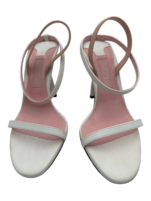 Piferi Shoe Size 38 White & Pink Open Toe Ruffle Ankle Strappy Slingback Pumps White & Pink / 38