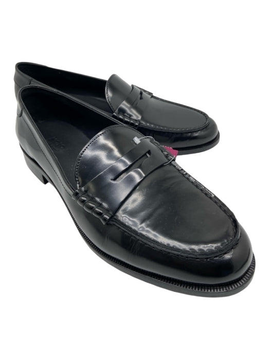 Koio Shoe Size 40 Black Leather Whipstitching Penny Loafer Stacked Heel Loafers Black / 40