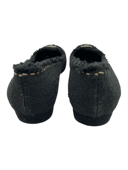 Prada Shoe Size 39.5 Black Tweed Slip On Fringe Logo Shoes Black / 39.5