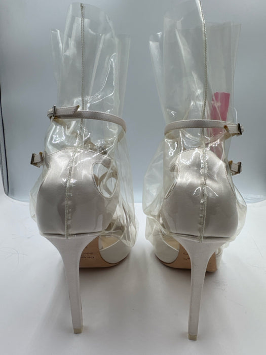 Jimmy Choo x Off-White Shoe Size 39.5 Ivory White Leather & Silk Plastic Pumps