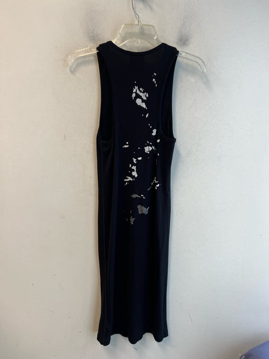 Helmut Lang Size Medium Black, White & Gray Cotton Ribbed Sleeveless Dress