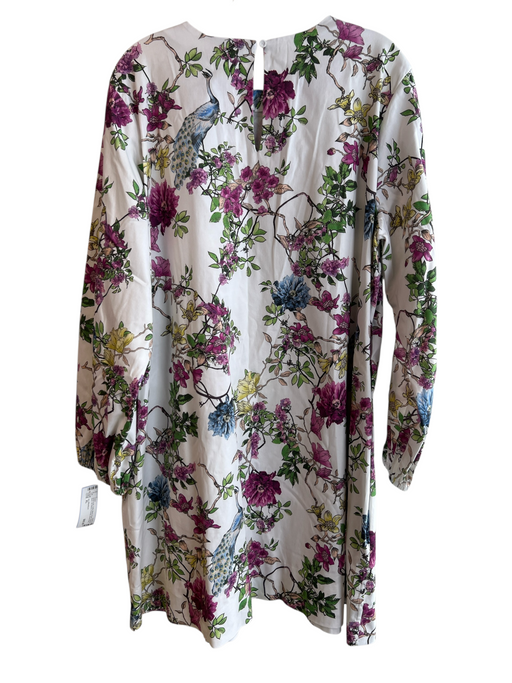 Ann Mashburn Size XL White multi Cotton Blend Floral Keyhole Back Pockets Dress White multi / XL