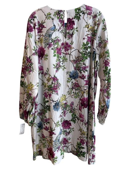 Ann Mashburn Size XL White multi Cotton Blend Floral Keyhole Back Pockets Dress White multi / XL