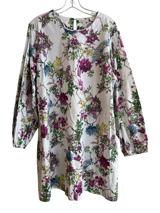 Ann Mashburn Size XL White multi Cotton Blend Floral Keyhole Back Pockets Dress White multi / XL