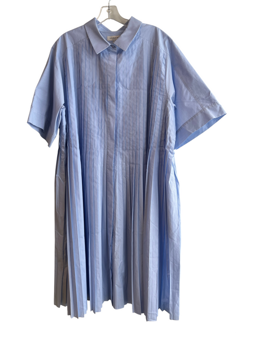 Lafayette 148 Size XXL Blue Cotton Blend Pleated Accordion Button Up Dress Blue / XXL