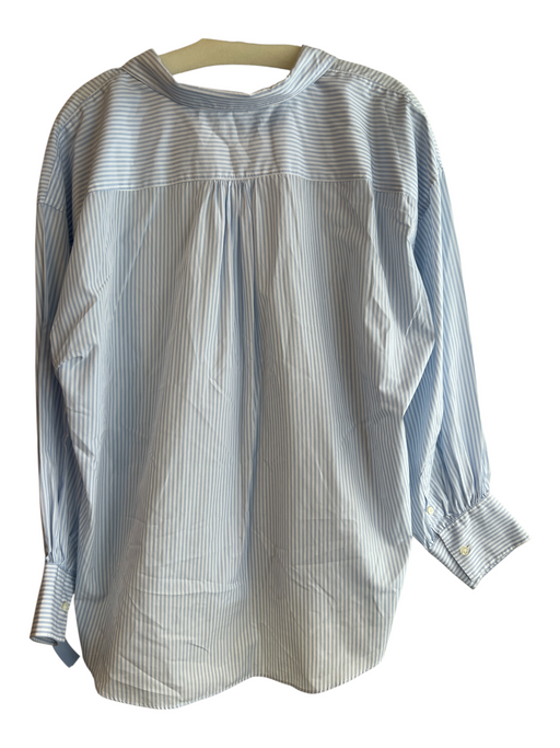 Ann Mashburn Size XL White & Blue Cotton Striped Long Sleeve 3/4 Button Top White & Blue / XL