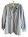 Ann Mashburn Size L White & Blue Cotton Striped Long Sleeve V Neck Collar Top White & Blue / L