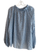 Ann Mashburn Size XL Blue Silk Floral Pattern Long Sleeve Neck Detail Top Blue / XL