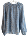 Ann Mashburn Size XL Blue Silk Floral Pattern Long Sleeve Neck Detail Top Blue / XL